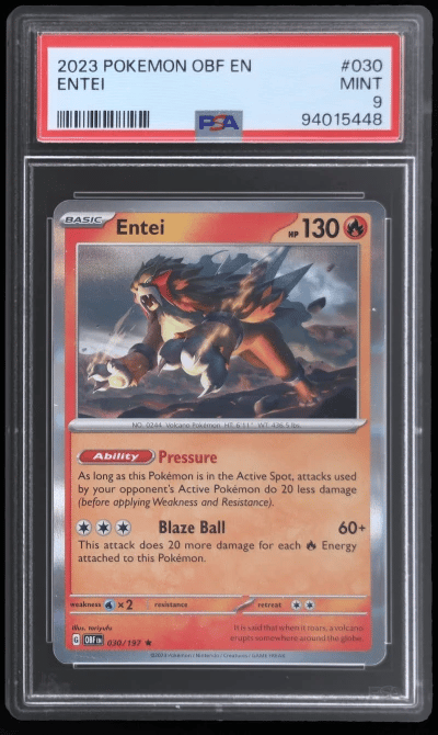 2023 Pokemon Scarlet and Violet Obsidian Flames Entei #30 PSA 9