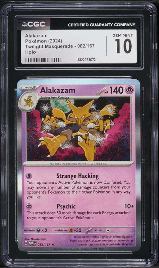 2024 Pokemon Scarlet & Violet Twilight Masquerade Holo Alakazam #82 CGC 10 GEM MINT
