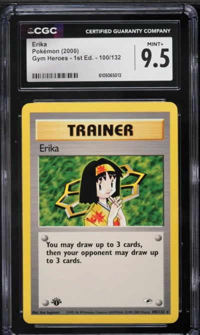 2000 Pokemon Gym Heroes 1st Edition Erika #100 CGC 9.5 MINT+