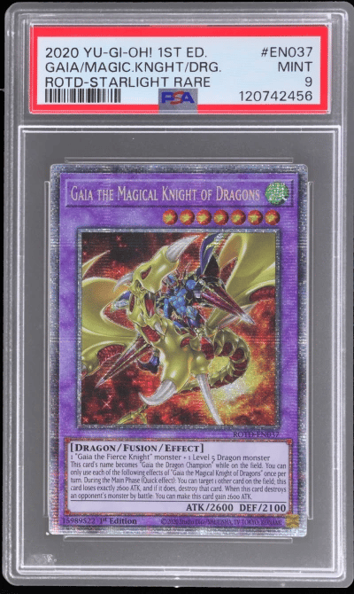 2020 Yu-Gi-Oh! Rise of the Duelist 1st Edition Starlight Rare Gaia the Magical Knight of Dragons #EN037 PSA 9
