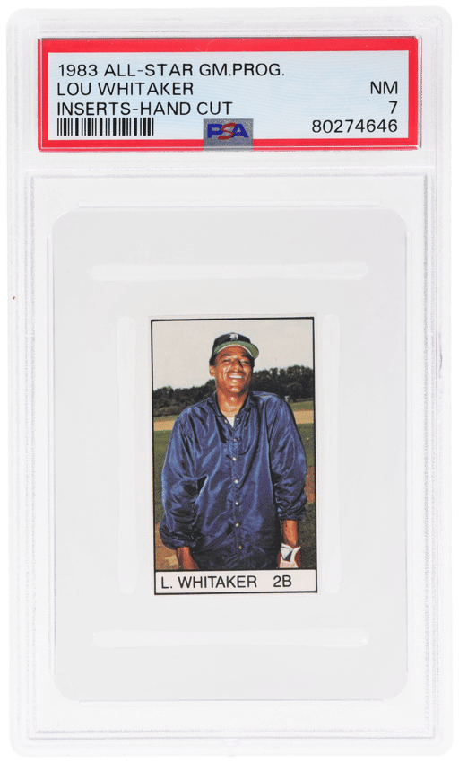 1983 All-Star Game Program Inserts Hand Cut Lou Whitaker PSA 7