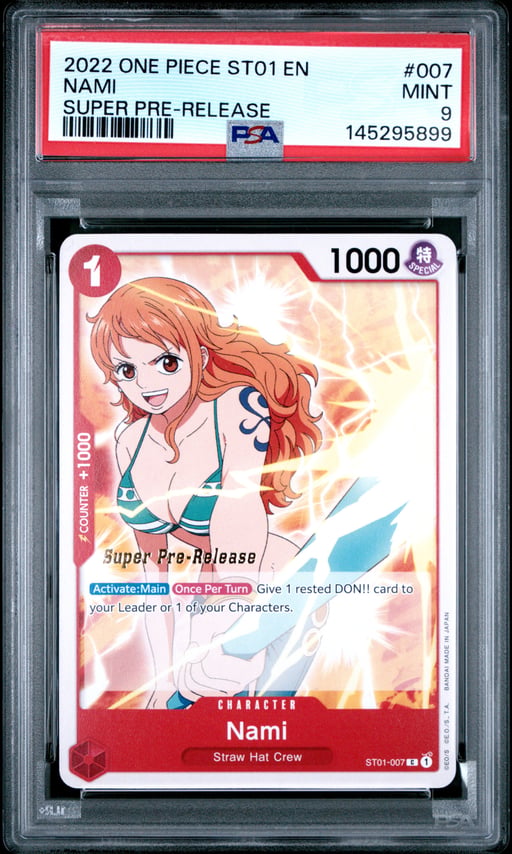 2022 ONE PIECE STARTER DECK ST01-STRAW HAT CREW 007 NAMI SUPER PRE-RELEASE PSA 9