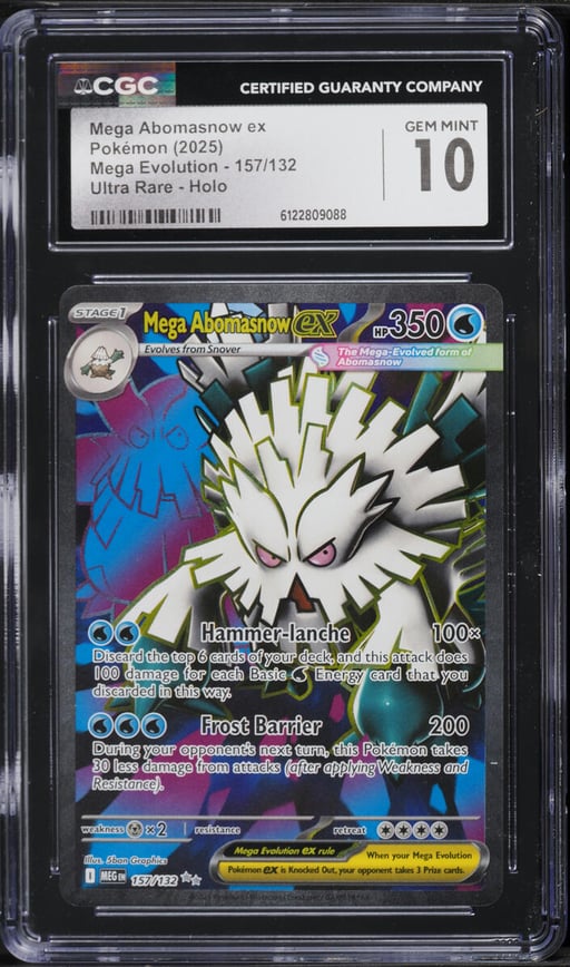 2025 Pokemon Mega Evolution Full Art Mega Abomasnow ex #157 CGC 10 GEM MINT