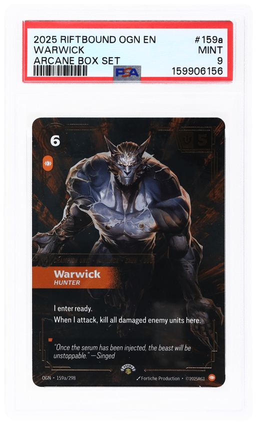 2025 Riftbound League of Legends Origins Arcane Box Set Warwick #159a PSA 9