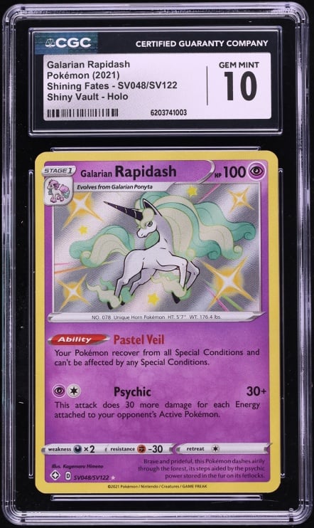 2021 Pokemon SWSH Shining Fates Shiny Vault Holo Galarian Rapidash #SV048 CGC 10 GEM MINT