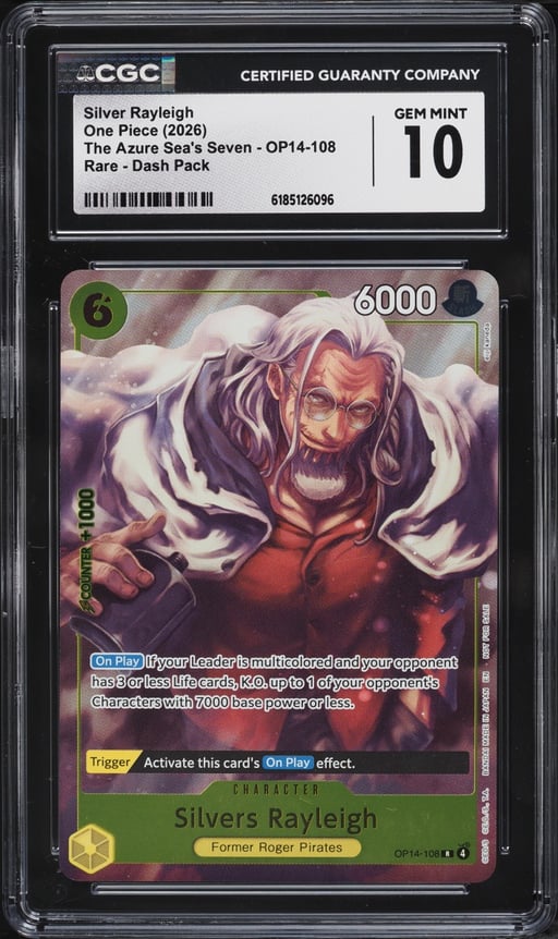 2026 One Piece The Azure Sea's Seven Dash Pack Silver Rayleigh #OP14-108 CGC 10 GEM MINT