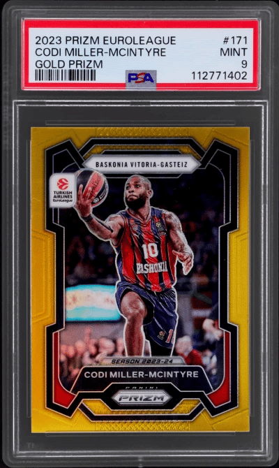 2023 Panini Prizm Turkish Airlines Euroleague Gold Prizm Codi Miller Mcintyre #171 9/10 PSA 9