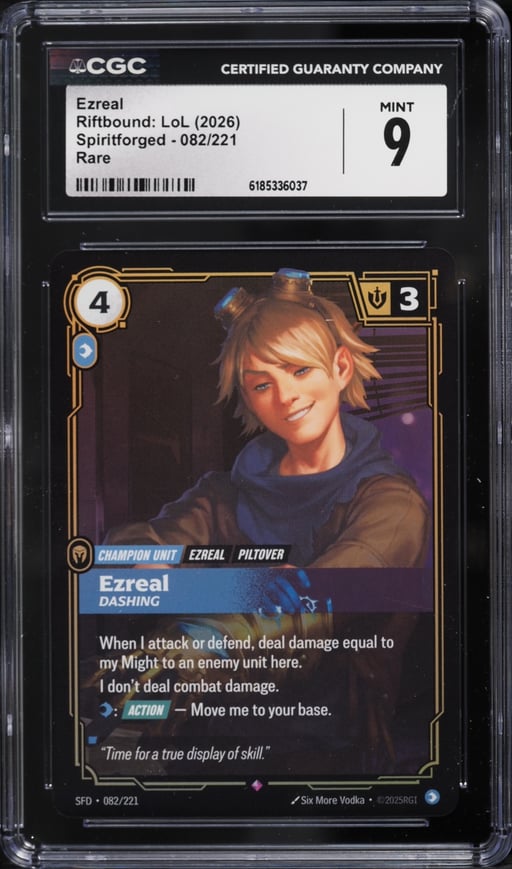 2026 Riftbound League Of Legends LoL Spiritforged Ezreal #82 CGC 9 MINT