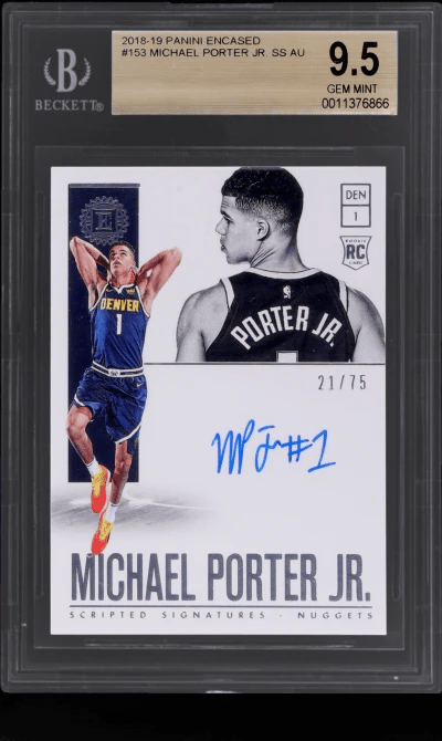 2018 Panini Encased Rookie Scripted Signature Michael Porter Jr. #153 21/75 BGS 9.5
