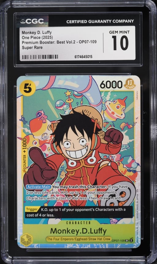 2025 One Piece Japanese Premium Booster Best Vol 2 SR Monkey D. Luffy #OP07-109 CGC 10 GEM MINT