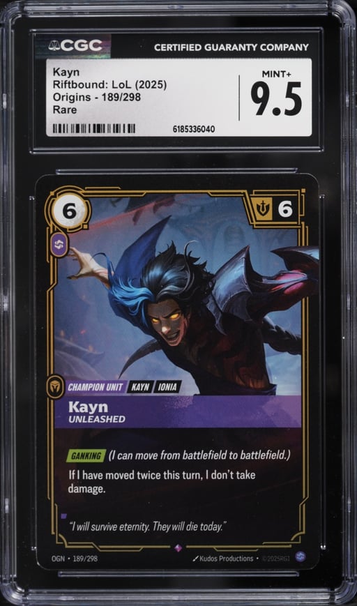 2025 Riftbound League Of Legends LoL Origins Kayn #189 CGC 9.5 MINT+