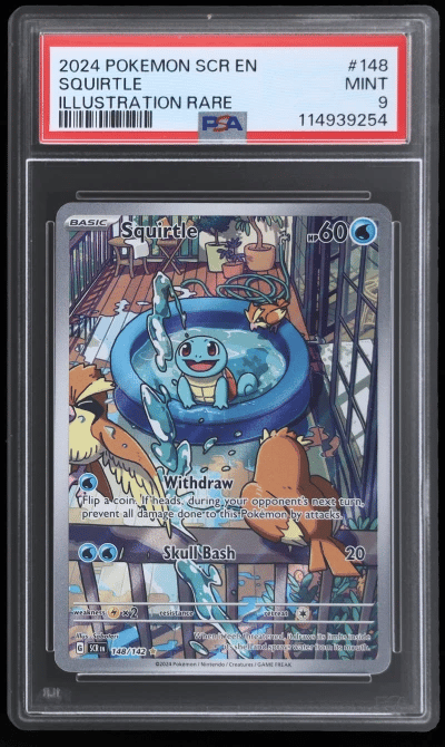 2024 Pokemon Stellar Crown Illustration Rare Squirtle #148 PSA 9