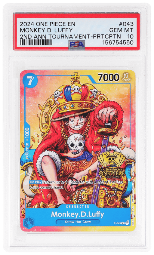 2024 One Piece Tournament Promo 2nd Anniversary Tournament Participation Monkey D. Luffy #P043 PSA 10