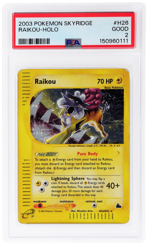 2003 Pokemon Skyridge Holo Raikou #H26 PSA 2