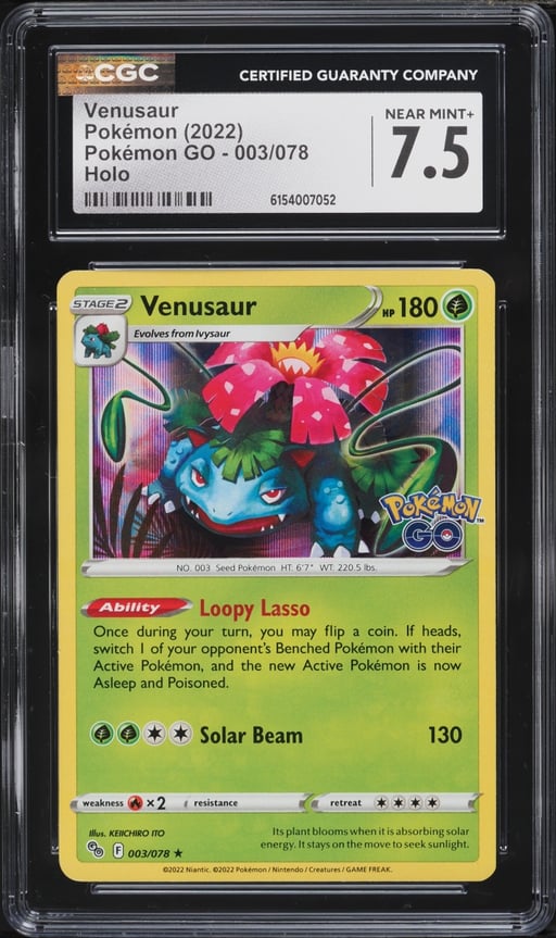 2022 Pokemon Sword & Shield Pokemon GO Holo Venusaur #3 CGC 7.5 NRMT+