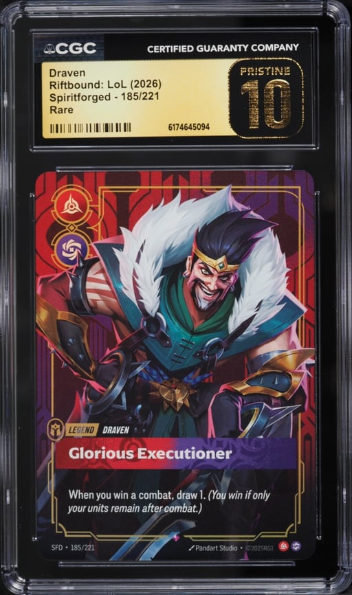 2026 Riftbound League Of Legends LoL Spiritforged Draven #185 CGC 10 PRISTINE