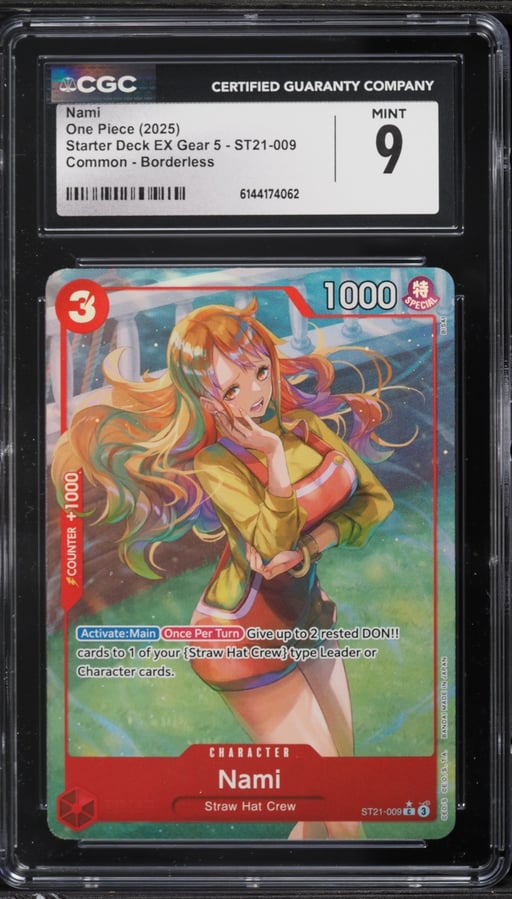 2025 One Piece Starter Deck EX Gear 5 Borderless Alt Art Nami #ST21-009 CGC 9 MINT