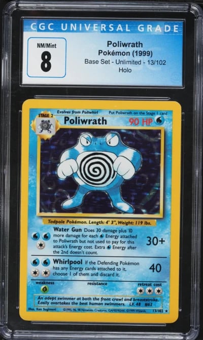 1999 Pokemon Base Set Holo Poliwrath #13 CGC 8 NM-MT