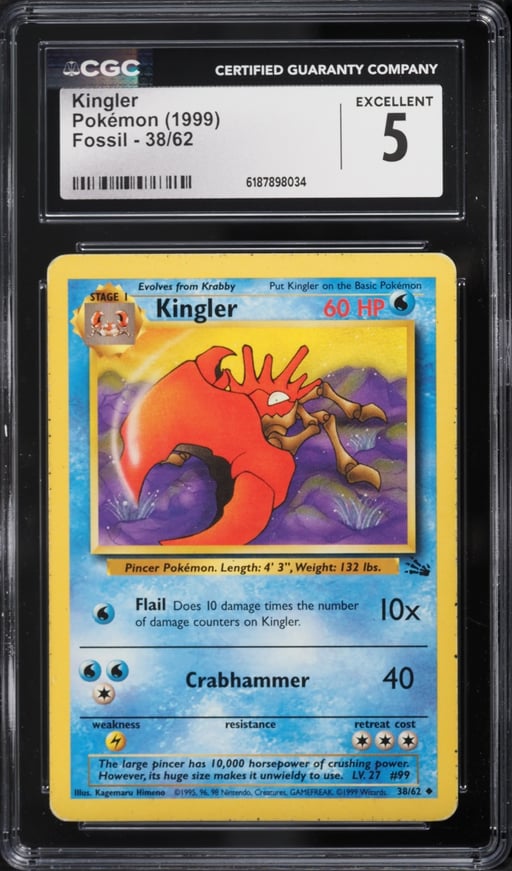 1999 Pokemon Fossil Kingler #38 CGC 5 EX