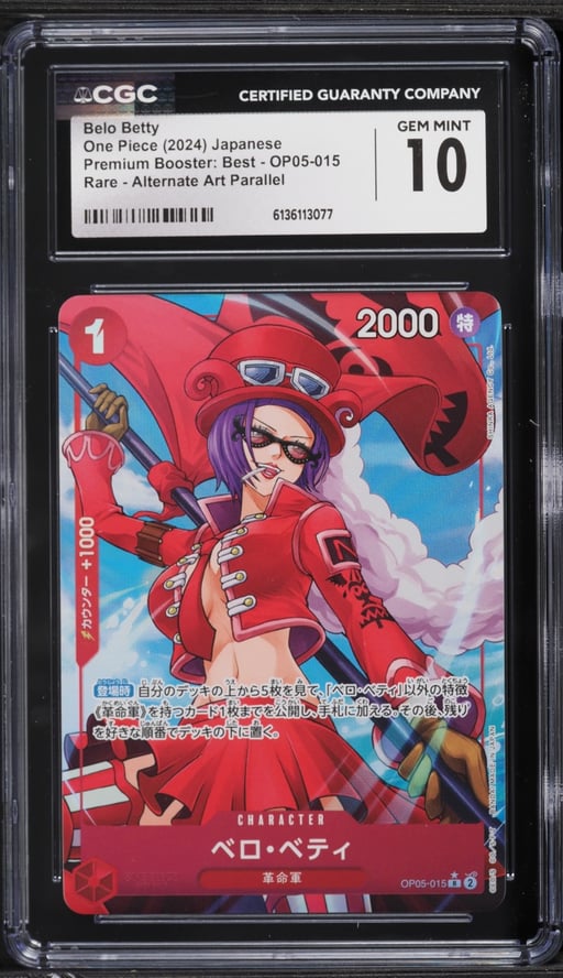 2024 One Piece Japanese Premium Booster Best Alt Art Parallel Belo Betty #OP05-015 CGC 10 GEM