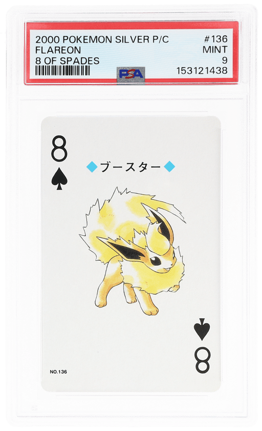 2000 Pokemon Playing Card Silver Set Lugia Back 8 of Spades Flareon #136 PSA 9
