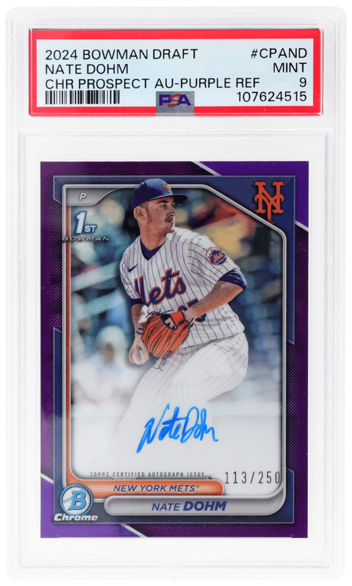2024 Bowman Draft Chrome Autograph Purple Refractor Nate Dohm #CPAND 113/250 PSA 9