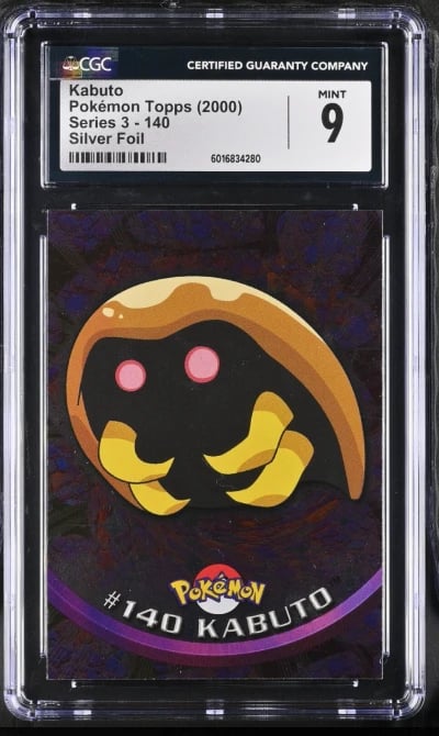 CGC 9 Kabuto 140 Silver Foil Topps Series 3 2000 Pokemon Card