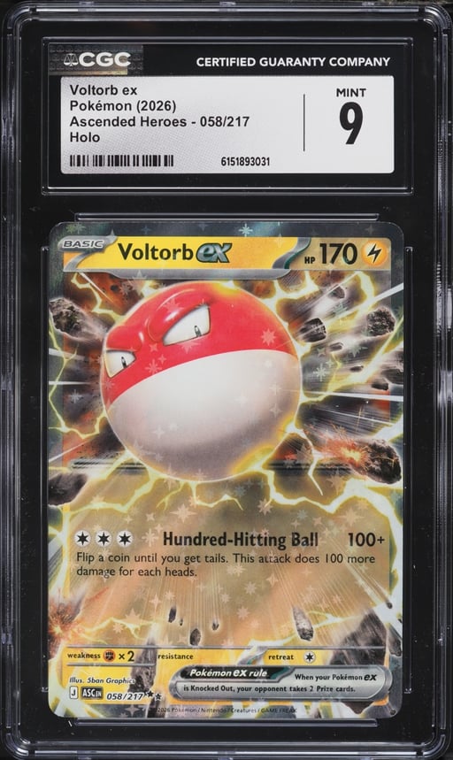 2026 Pokemon Mega Ascended Heroes Holo Voltorb ex #58 CGC 9 MINT
