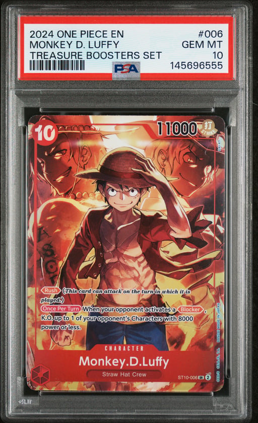 2024 ONE PIECE PROMOS 006 MONKEY D. LUFFY TREASURE BOOSTERS SET PSA 10