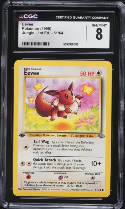 1999 Pokemon Jungle 1st Edition Eevee #51 CGC 8 NM-MT