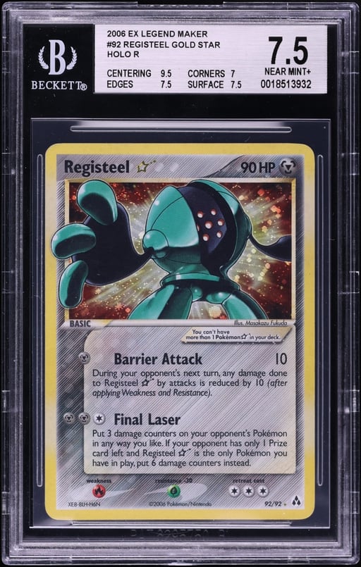 2006 Pokemon EX Legend Maker Holo Registeel Gold Star #92 BGS 7.5 NRMT+