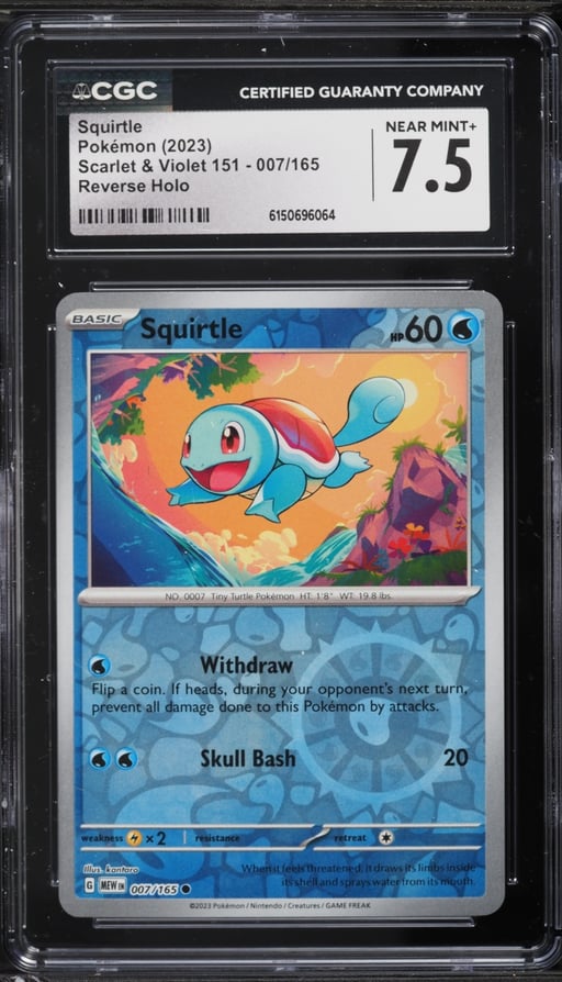 2023 Pokemon Scarlet & Violet 151 Reverse Holo Squirtle #7 CGC 7.5 NRMT+