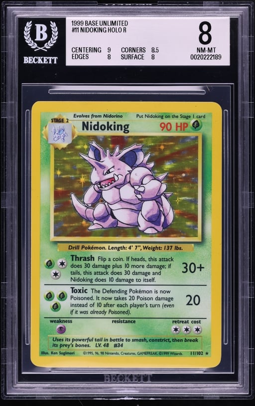 1999 Pokemon Base Set Holo Nidoking #11 BGS 8 NM-MT