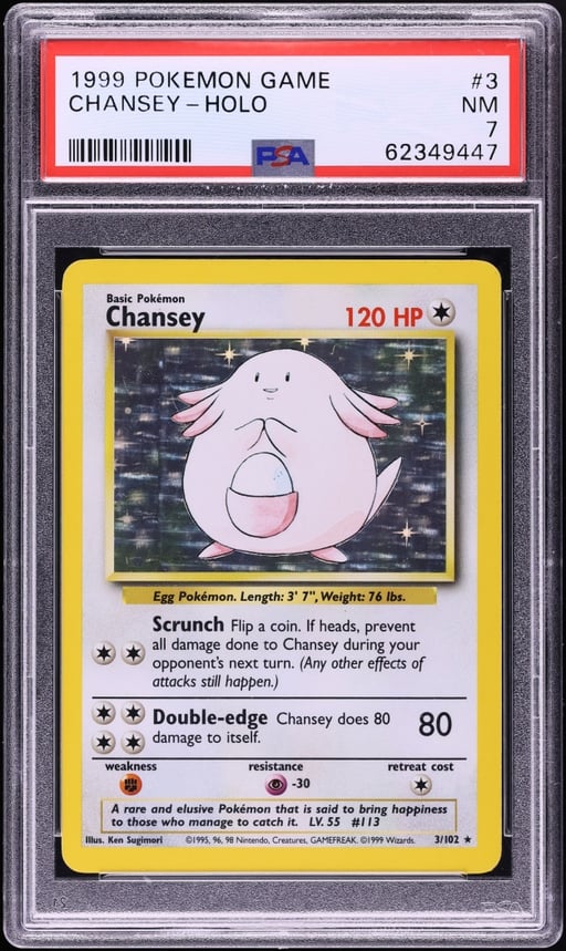 1999 Pokemon Base Set Holo Chansey #3 PSA 7 NRMT