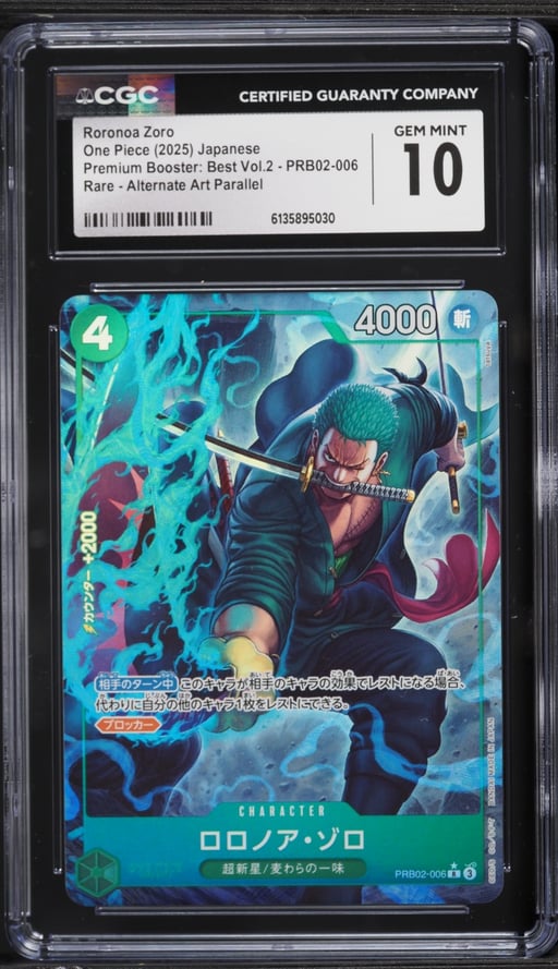 2025 One Piece Japanese Premium Best Vol.2 Alt Art Roronoa Zoro #PRB02-006 CGC 10 GEM MINT