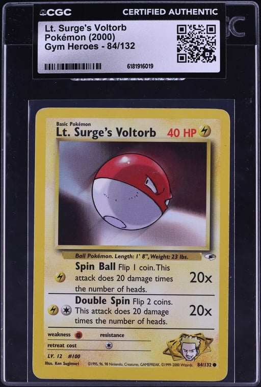 2000 Pokemon Gym Heroes Lt. Surge's Voltorb #84 CGC AUTH