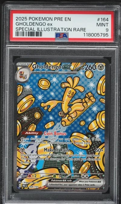 2025 Pokemon SV Prismatic Evolutions SIR Gholdengo Ex #164 PSA 9 MINT