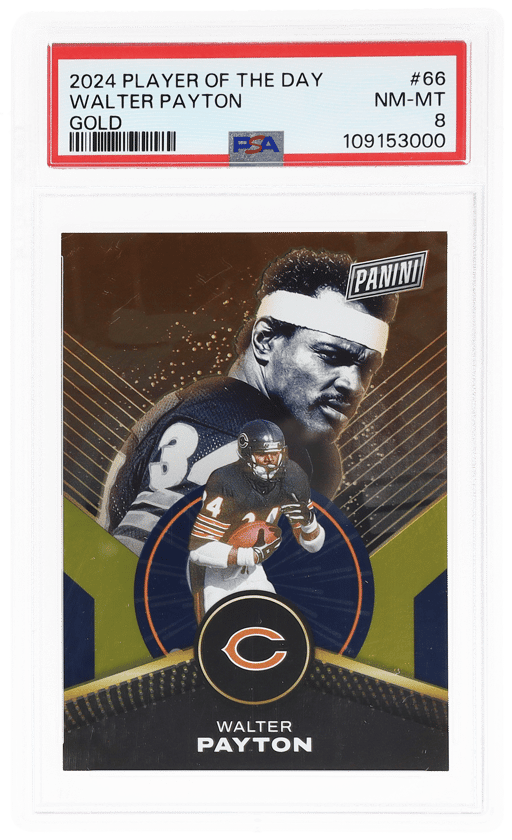 2024 Panini Player of the Day Gold Walter Payton #66 10/10 PSA 8