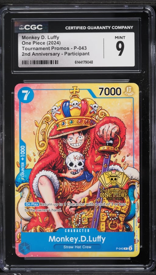 2024 One Piece Tournament Promo 2nd Anniversary Alt Art Monkey D. Luffy #P-043 CGC 9 MINT
