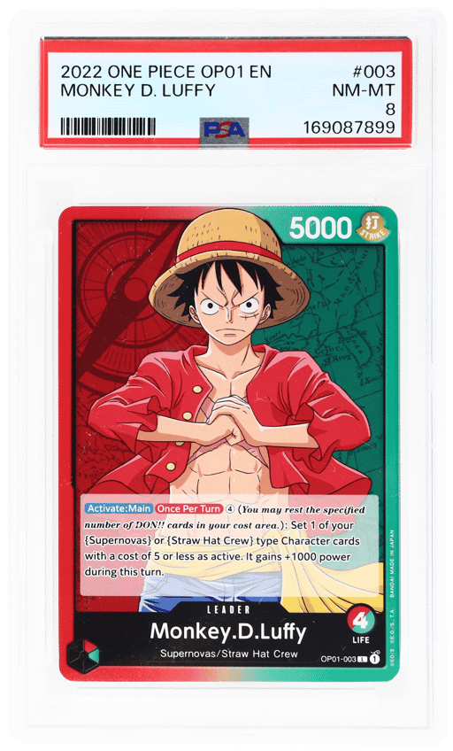 2022 One Piece Romance Dawn Monkey D. Luffy #OP01003 PSA 8