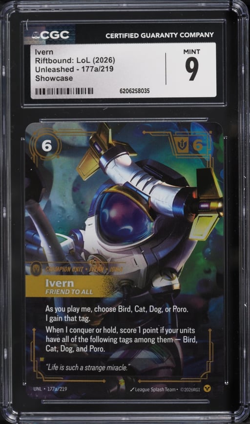 2026 Riftbound League Of Legends LoL Unleashed Ivern #177a CGC 9 MINT