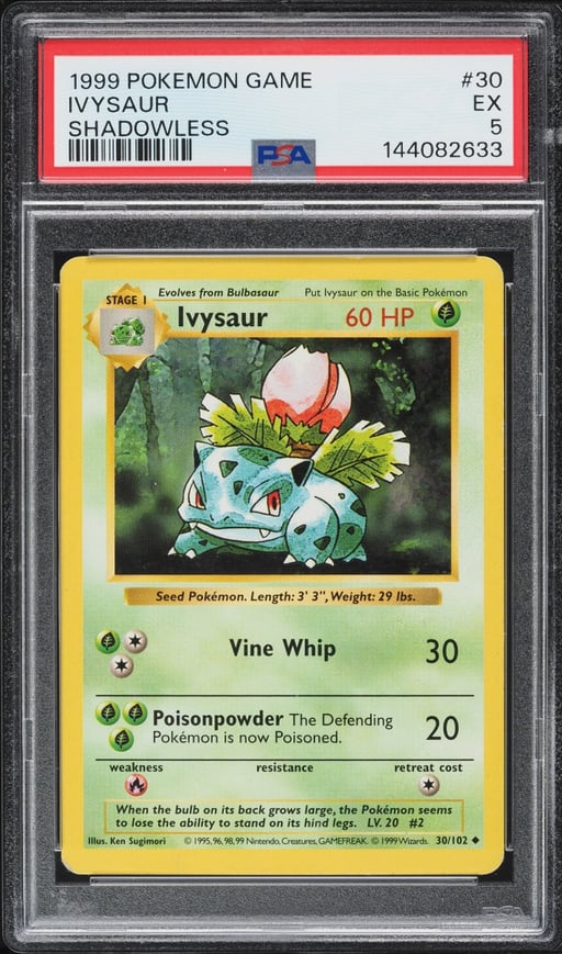 1999 Pokemon Base Set Shadowless Ivysaur #30 PSA 5 EX