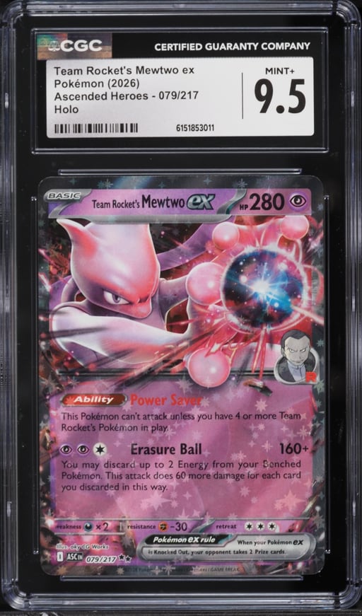 2026 Pokemon Mega Ascended Heroes Holo Team Rocket's Mewtwo ex #79 CGC 9.5 MINT+