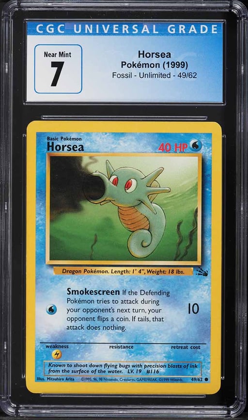 1999 Pokemon Fossil Horsea #49 CGC 7 NRMT