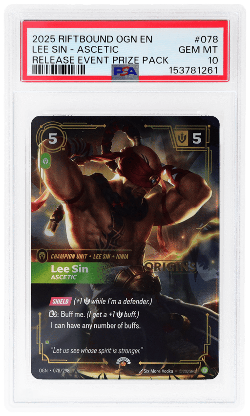 2025 Riftbound League of Legends Origins Ascetic Release Event Prize Pack Lee Sin #078 PSA 10