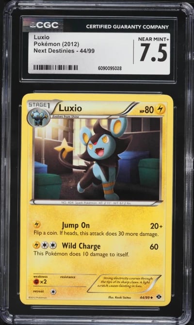 2012 Pokemon Black & White Next Destinies Luxio #44 CGC 7.5 NRMT+
