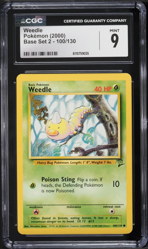 2000 Pokemon Base Set 2 Weedle #100 CGC 9 MINT