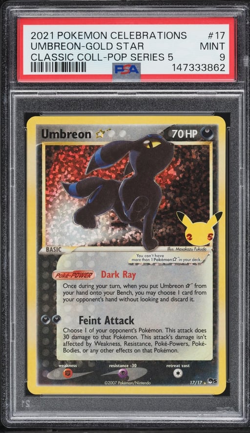 2021 Pokemon SWSH Celebrations Pop Series 5 Holo Umbreon Gold Star #17 PSA 9 MINT