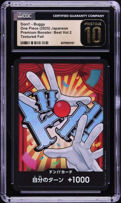 2025 One Piece Japanese Premium: Vol.2 Textured Foil Don!! Buggy CGC 10 PRISTINE