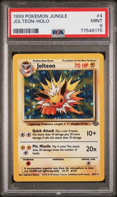 1999 POKEMON JUNGLE #4 JOLTEON-HOLO PSA 9